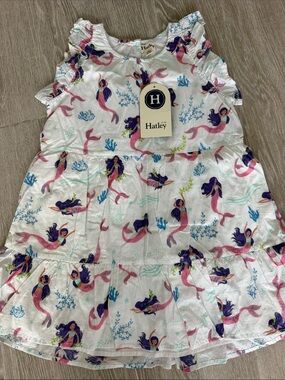 Hatley White Dress with Pink & Purple Mermaid Print